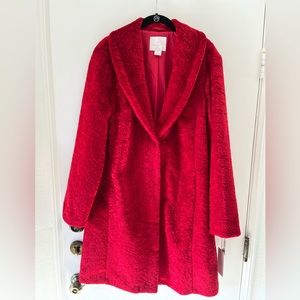 NWT RACHEL PARCELL RED FAUX FUR COAT SIZE M